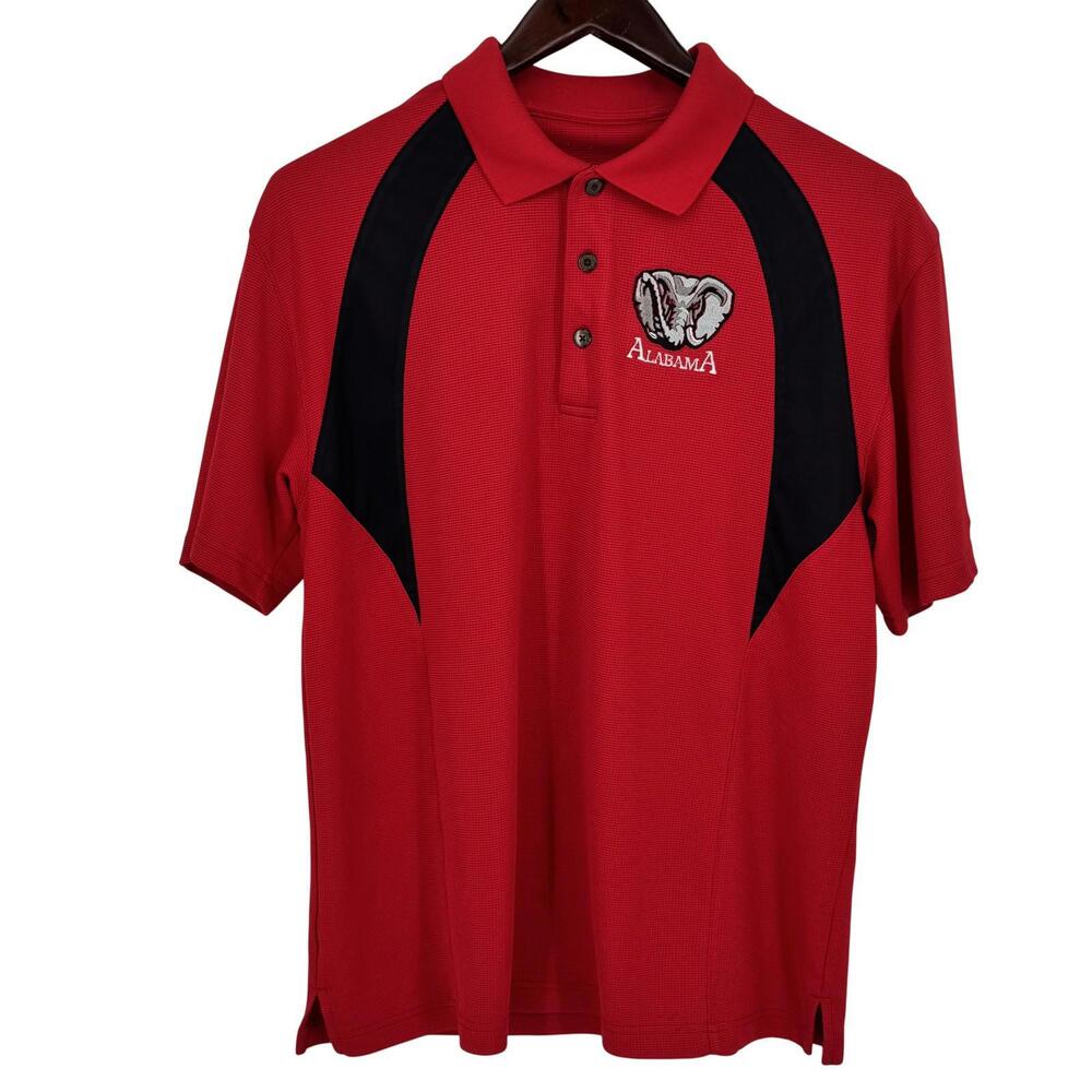 Alabama Crimson Tide Shirt Mens XL Red NCAA Football Antigua Polo Elephant Logo